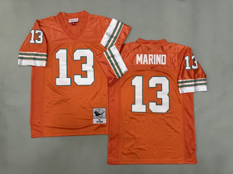 Men 2025 Miami Dolphins 13 Marino orange Throwback Limited NFL Jersey style 001
